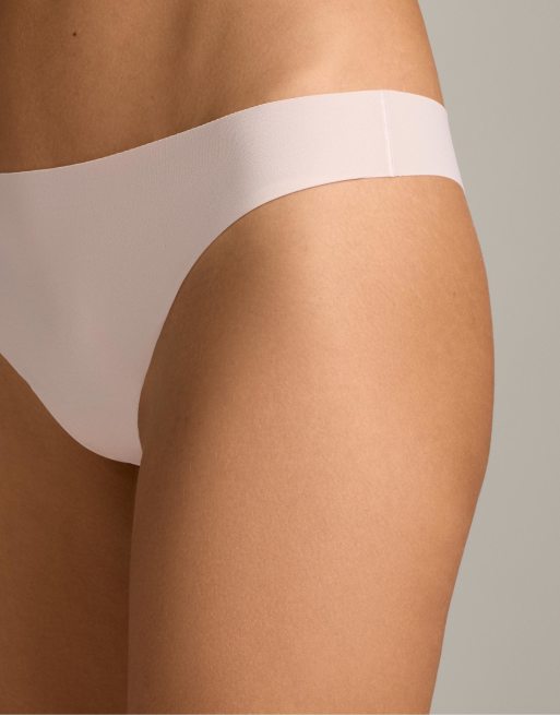 OYSHO 5 invisible laser-cut polyamide blend thongs in pink and grey, 4 of 4