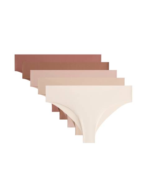 OYSHO 5 invisible polyamide blend brazilian briefs in neutral - view 1