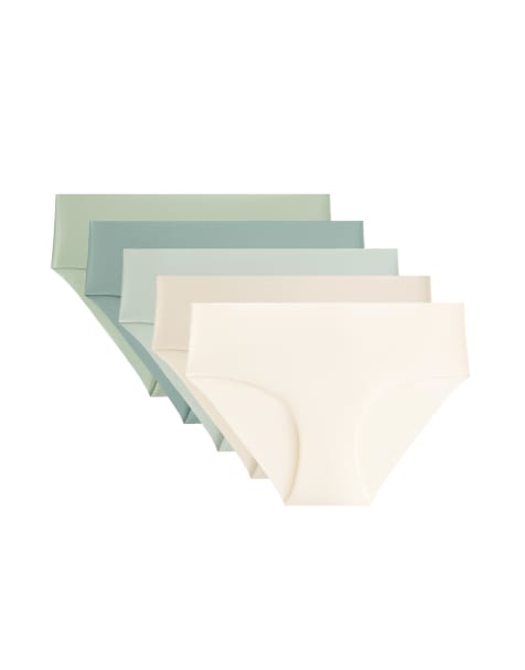 OYSHO 5 invisible polyamide blend classic briefs in sand - view 1