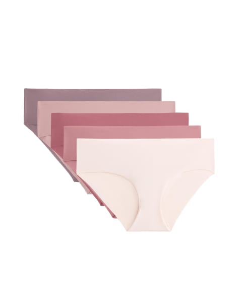 OYSHO 5 invisible polyamide blend hipster briefs in dusty pink - view 1