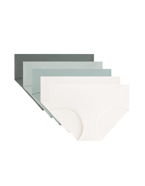 OYSHO 5 invisible polyamide blend hipster briefs in khaki-grey - view 1