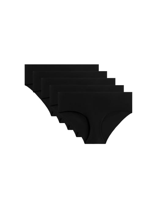 OYSHO 5 laser-cut invisible polyamide blend hipster briefs in black, 4 of 4