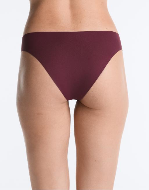 OYSHO 5 laser-cut invisible polyamide blend v-cut classic briefs in pink, 4 of 7