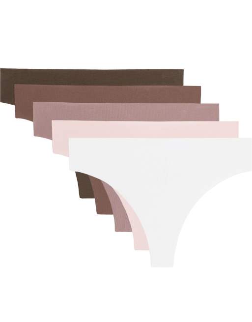 OYSHO 5 laser-cut osynliga stringtrosor i bomullsmix i rosa, 4 av 4