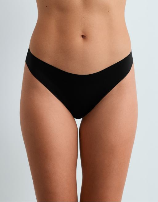 OYSHO 5 laser-cut polyamide blend invisible thongs in black, 2 of 4
