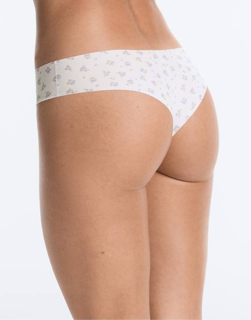 OYSHO 5 laser cut usynlige brazilian-trusser i polyamidblanding i stålblå, 3 af 7