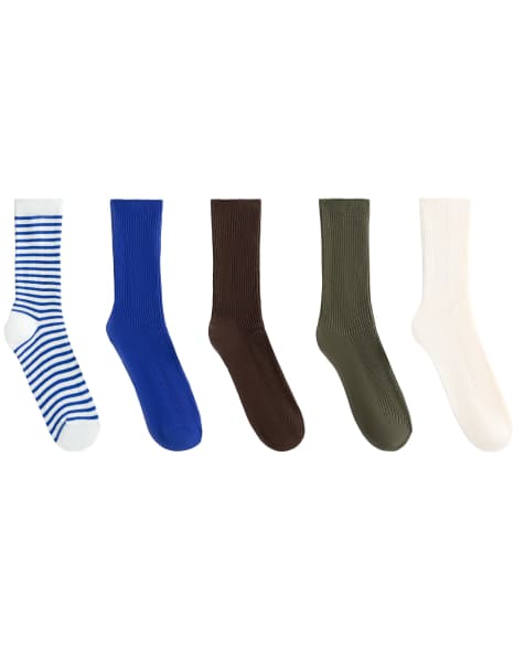 OYSHO – 5 Paar klassische Socken aus Baumwollmix in Blau - view 1