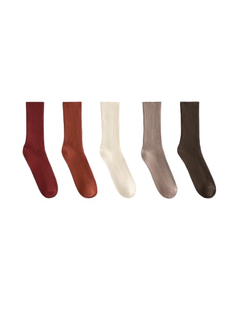 OYSHO – 5 Paar klassische Socken aus Baumwollmix in Braunrot - view 1