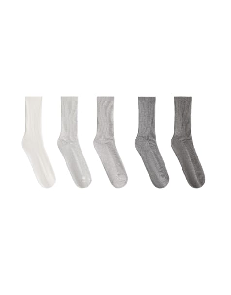 OYSHO 5 Paar klassische Socken aus Baumwollmix in hellgrau meliert - view 1
