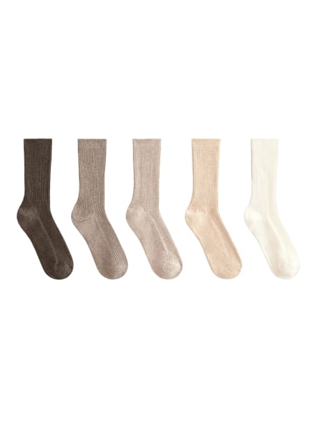 Oysho – 5 Paar klassische Socken in meliertem Sand mit Baumwollanteil - view 1