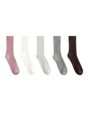 OYSHO - 5 Paar klassische Socken mit Baumwollanteil in Staubrosa