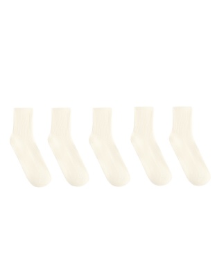 Oysho - 5 Paar kurze Socken aus Baumwollmix in zartem Ecru-Neutral
