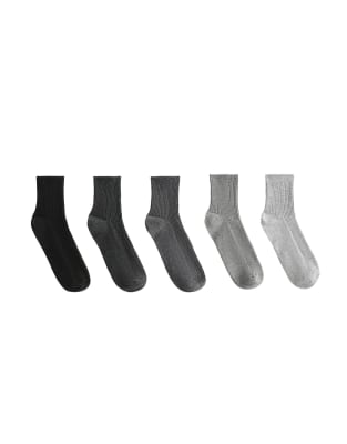 Oysho – 5 Paar kurze Socken in Dunkelgrau mit Baumwollanteil - view 1