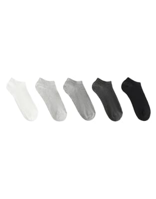 Oysho - 5 Paar Sneaker-Socken aus Baumwollmix in Dunkelgrau-Schwarz