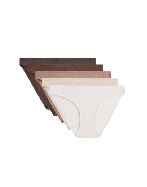 OYSHO 5-pack klassiska trosor i brun bomullsmix - view 1