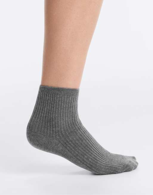 OYSHO - 5 paia di calzini classici grigi in cotone, 3 di 4