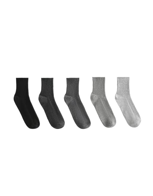 Oysho - 5 paia di calzini corti in misto cotone color grigio scuro
