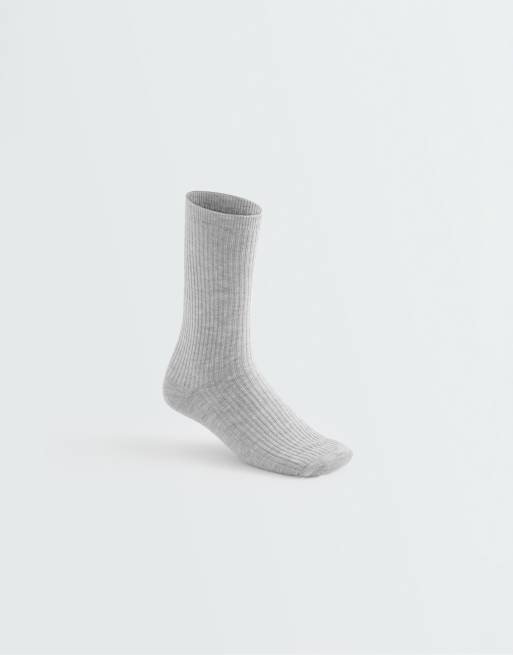 OYSHO 5 paires de chaussettes classiques en coton gris foncé, 4 de 4