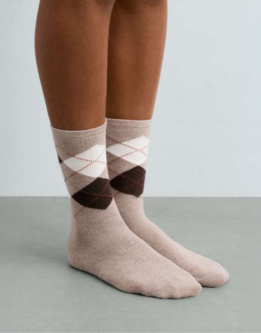 OYSHO 5 pairs of classic socks with cotton in brown, 2 of 4