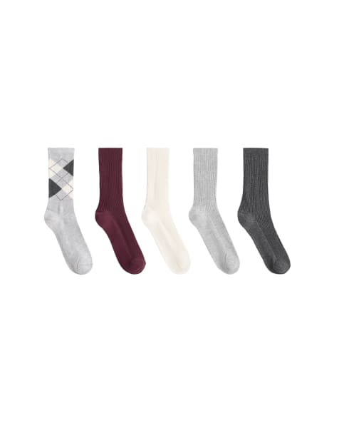 OYSHO 5 pairs of classic socks with cotton in burgundy - view 1