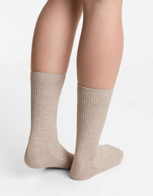 OYSHO 5 pairs of classic socks with cotton in sand melange, 4 of 4