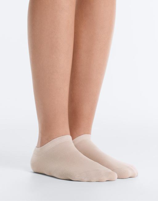 OYSHO 5 pairs of cotton blend sneaker socks in beige, 2 of 4