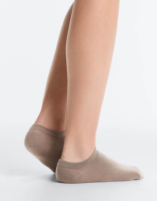 OYSHO 5 pairs of cotton blend sneaker socks in beige, 3 of 4
