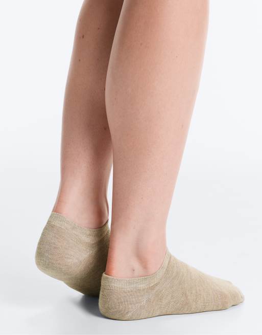 OYSHO 5 pairs of cotton-blend sneaker socks in brown, 4 of 4