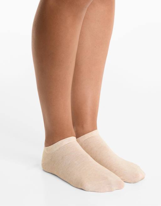 OYSHO 5 pairs of cotton blend sneaker socks in sand melange, 3 of 4