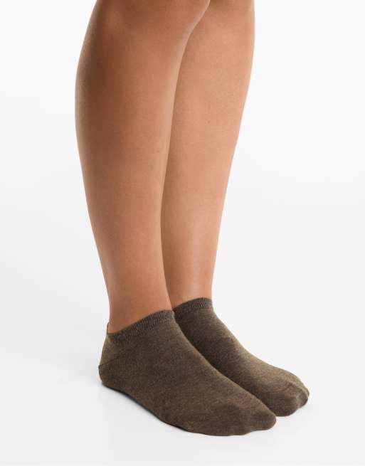 OYSHO 5 pairs of cotton blend sneaker socks in sand melange, 4 of 4
