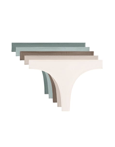 OYSHO - 5 perizomi in misto cotone color visone - view 1