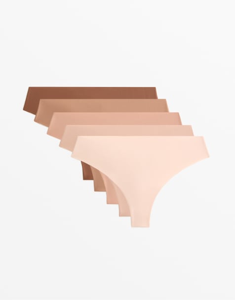 OYSHO 5 polyamide blend invisible thongs in beige - view 1