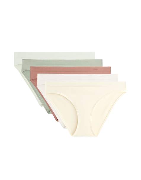 OYSHO 5 seamless soft touch classic briefs in green - view 1