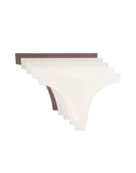 OYSHO 5 seamless soft touch thongs in grey - view 1