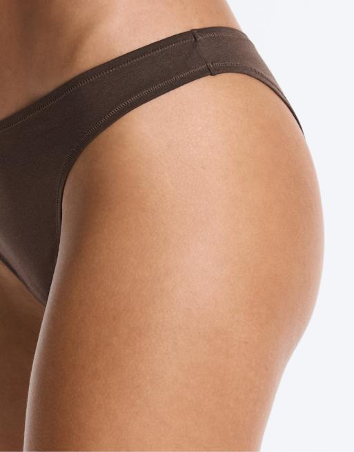 OYSHO 5 slip brasiliani in misto cotone marrone e rosa, 5 di 7