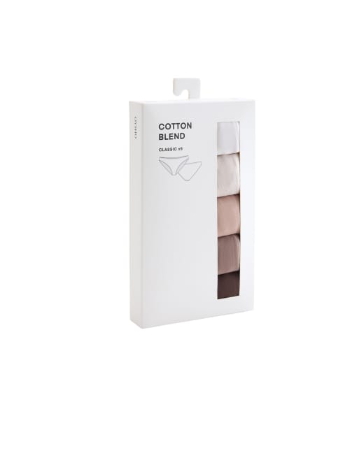 OYSHO 5 slip classici in misto cotone marrone, 7 di 7