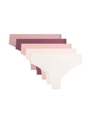 OYSHO - 5e-Pack unsichtbare Brazilian Slips in Blassrosa aus Polyamidmix