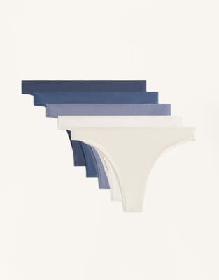 OYSHO - 5er-Pack brasilianische Slips aus Baumwollmix in Marineblau