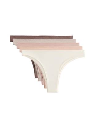 OYSHO - 5er-Pack Brazilian-Slips aus Baumwollmix in Rosa-Beige-Neutral