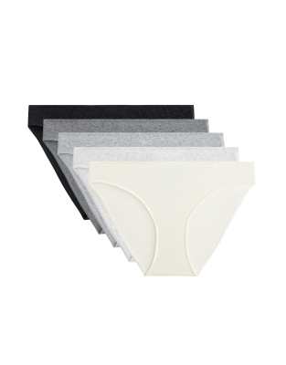OYSHO - 5er-Pack gerippte klassische Slips in grau meliert aus Baumwollmix