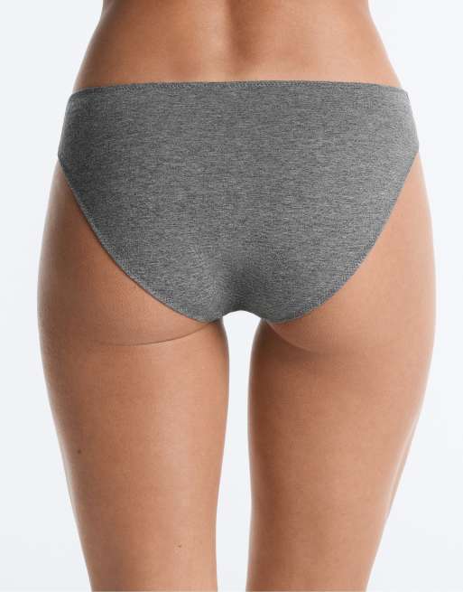 Oysho – 5er-Pack klassische, gerippte Baumwoll-Slips in meliertem Grau, 4 von 4