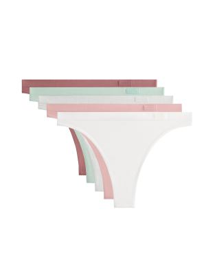 Oysho - 5er-Pack nahtlose, brasilianische Slips in verwaschenem Grau-Blau mit weicher Haptik