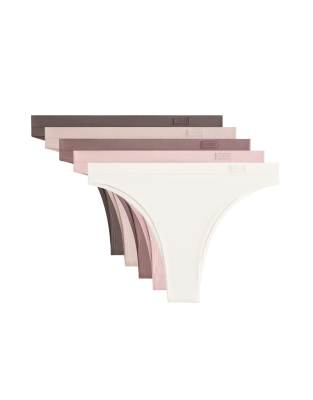 OYSHO - 5er-Pack nahtlose Brazilian-Fit-Slips in verwaschenem Aubergine mit weicher Haptik-Lila