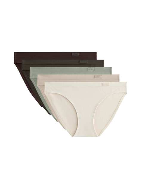 OYSHO – 5er-Pack nahtlose, klassische Slips in Khaki, Grau und anderen Farben mit weicher Haptik - view 1