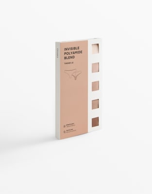 Oysho - 5er-Pack nahtlose Tangas aus elastischem Polyamid-Mix in Beige-Neutral