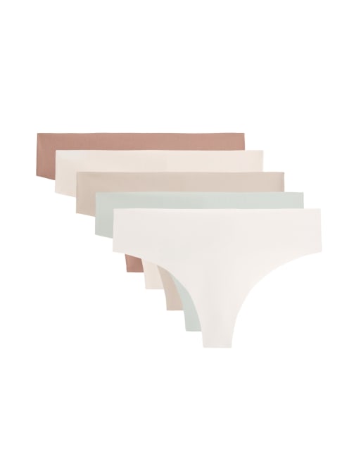 Oysho – 5er-Pack nahtlose Tangas aus elastischem Polyamid-Mix in Beige