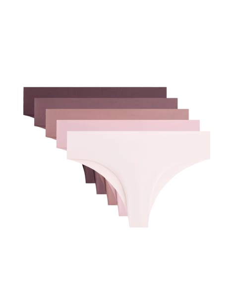 OYSHO – 5er-Pack sich nicht abzeichnende Brazilian-Slips aus Polyamid-Mix in Hellrosa - view 1