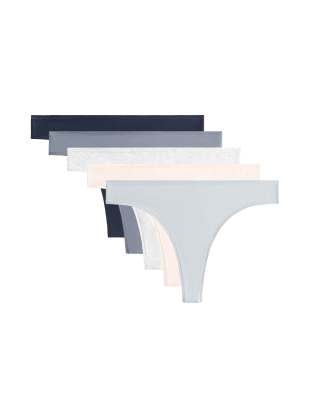 OYSHO - 5er-Pack Tanga-Slips aus Baumwollmischung in mittlerem Graublau