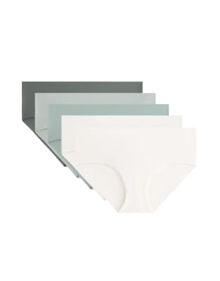 OYSHO - 5er-Pack unsichtbare Hipster-Slips in Khaki-Grau aus Polyamidmix-Grün