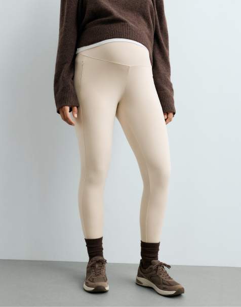 OYSHO 65 cm varma Maternity-leggings med dragkedjor i naturvit - view 1